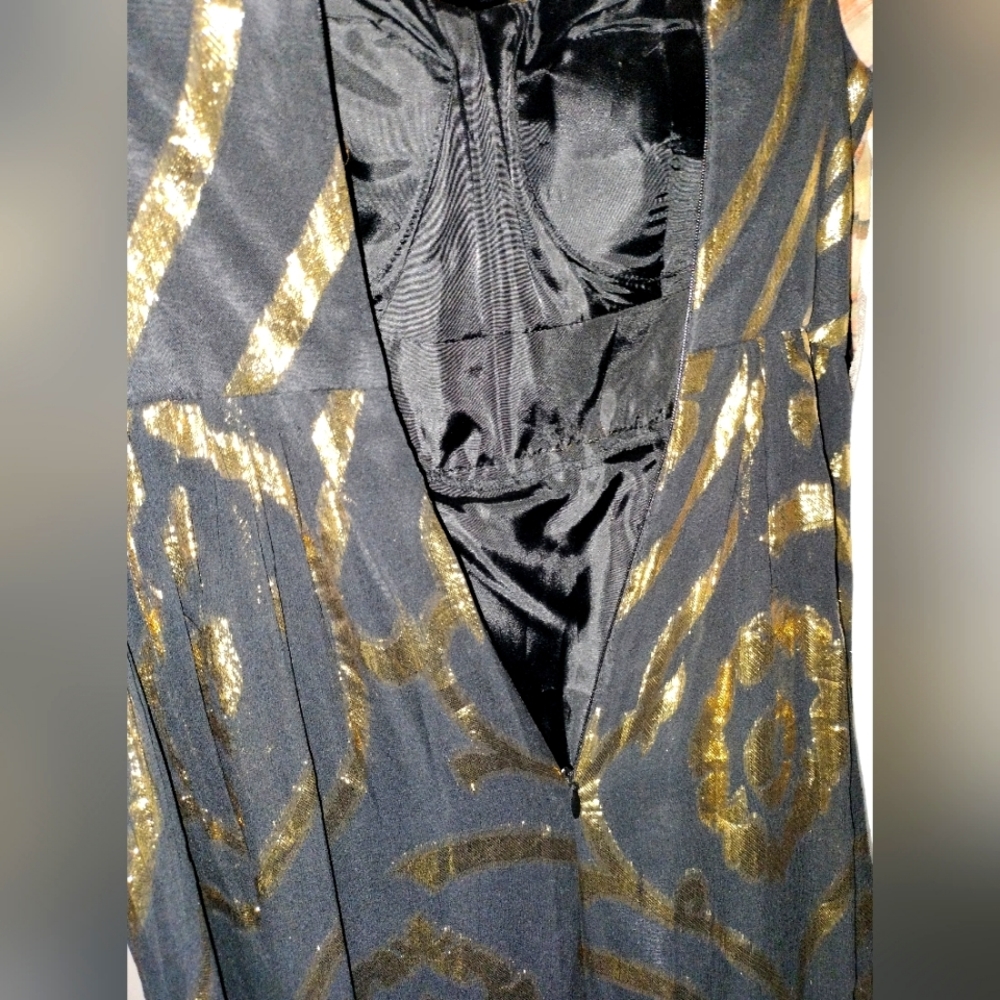 Gold black long dress